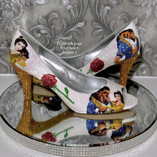 Beauty and Beast Wedding Shoes Bridal Crystal Heels Etsy