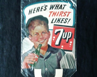 1950&#39;s Die Cut 7UP advertising card.  Coke/Pepsi/Soda Pop.