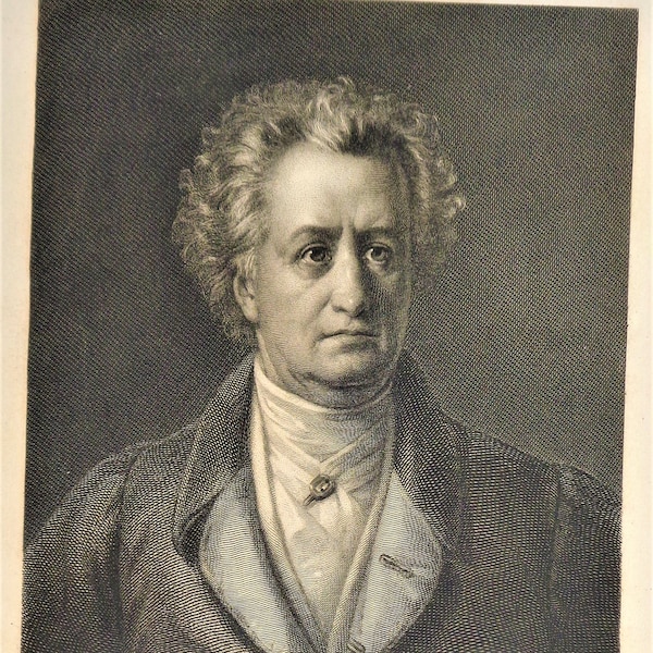 Lithographic book plate portrait of Goethe.  1800's.