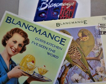 Blancmange "Puedo verlo", "La cocina de Dios", "No me digas". 3 discos de vinilo 45 de 12" del Reino Unido. Años 80. Electrónica/Pop/Dance.