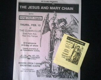 Jesus & Mary Chain concert flyer.  Small and large.  Ybor City, Tampa. Feb 15, 1990.