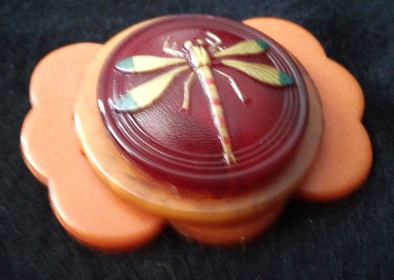 Glass and Celluloid Dragonfly Pin/Brooch/Pendant. - image 4