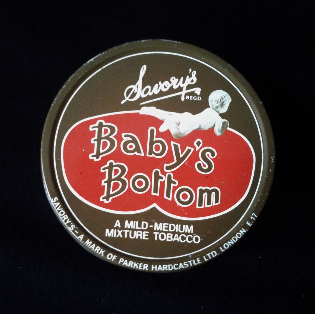 Baby's Bottom Tobacco Mixture Tin. From Savory's of Etsy