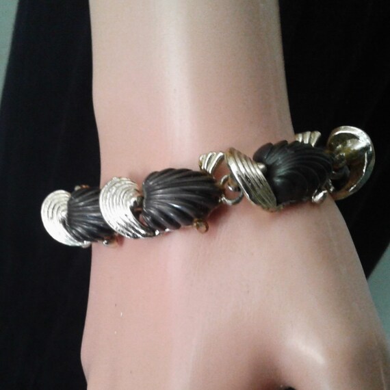 Black and Gold Leaf bracelet. - image 1