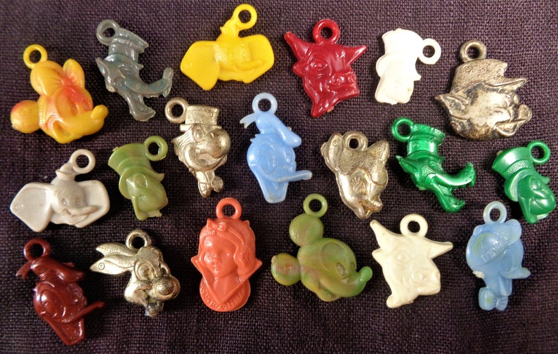 20 Disney Character Plastic Cracker Jacks Charms. 1960's. Etsy