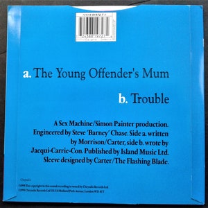 Carter USM "The Young Offenders Mum" Disco británico de vinilo de color 45. 1995. Punk/Pop. imagen 2
