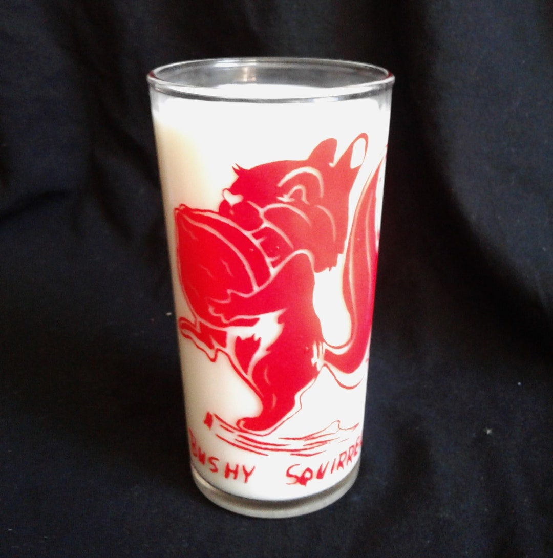 Bushy Squirrel Drinking Glass. Blue Plate Peanut Butter. 1950's. Etsy
