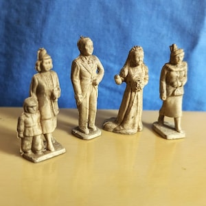 Wedding couple & guests. Marx company vinyl people. 1950's