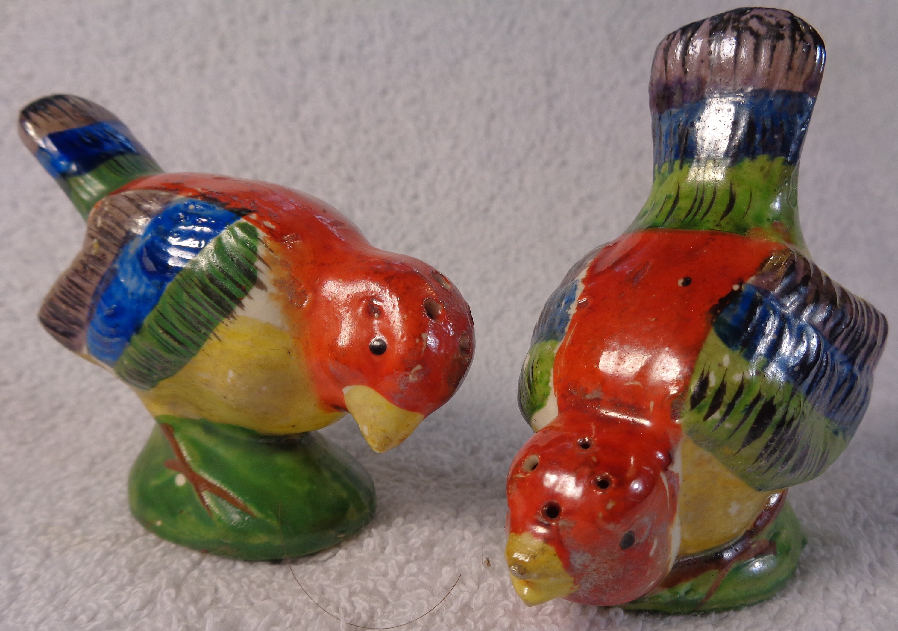 Colorful hand painted Bird Salt & Pepper Shakers. 1940's. Etsy