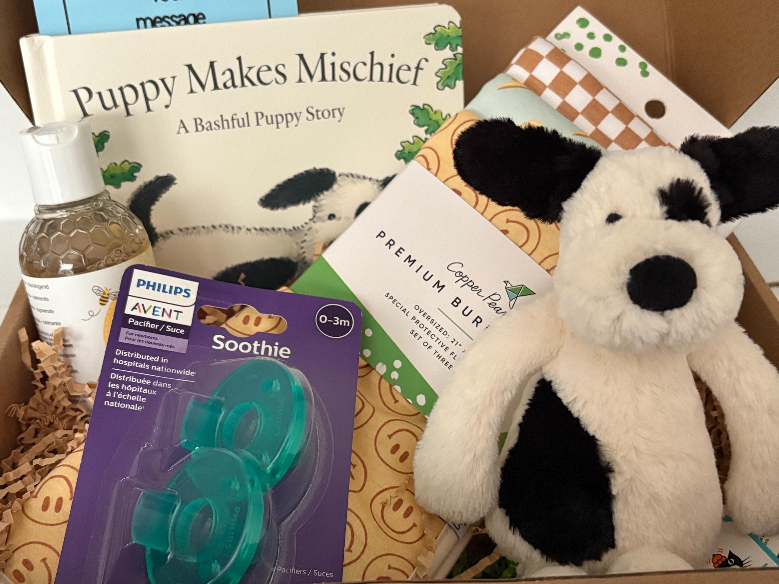 Newborn Baby Boy Gift Set: Puppy Plush, Book & Bath