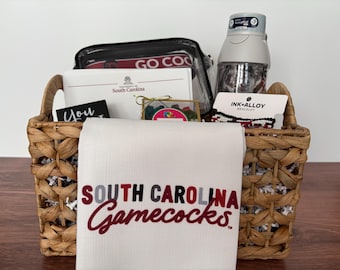 USC Gamecocks Gift Basket - Tea Towel, Stadium Purse, Bracelet, Water Bottle and Notecards