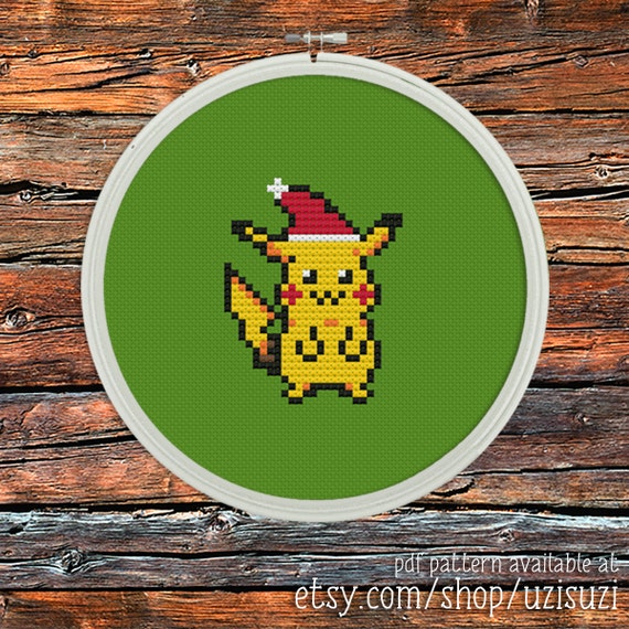 8 bit Pikachu- Pokemon Yellow Cross stitch Idea