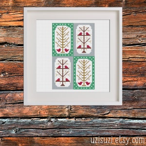 Winter Robin Tree PDF Cross Stitch Pattern