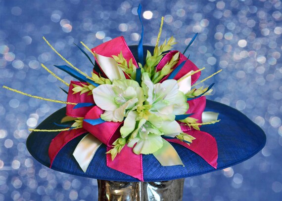 Items similar to Kentucky Derby Oaks Hat Pink Green Lime Blue on Etsy
