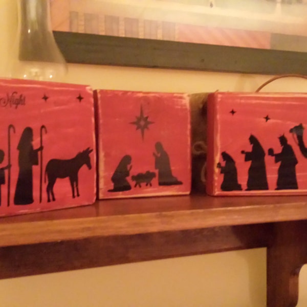 Nativity Scene Vinyl Decal - Christmas, Glass Block, Lighting, Lights, Wood