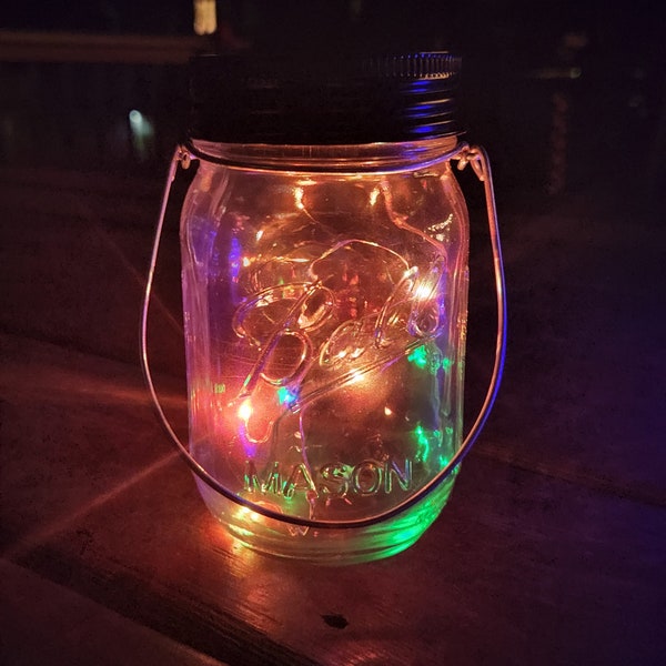Mason Jar Fairy Light - Twinkling Color with jar and handle