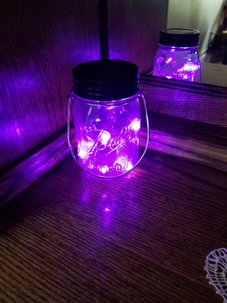 Hanging Mason Jar Solar Light Set Of 2 Clear Jars With Etsy