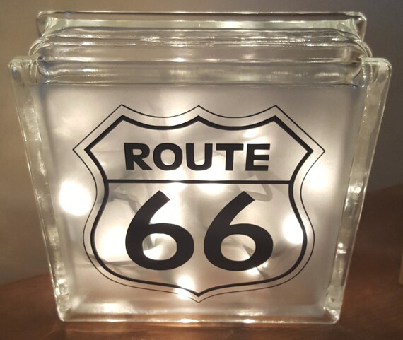 Glass Block Light Route 66 Road Sign Glass Block Bar Etsy