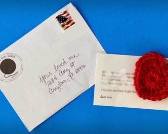 Letter of the heart- red crocheted and friendship letter