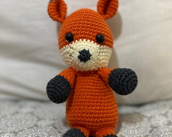 Stuffed toy fox, hand made amigurumi, woodland plushie, stuffed animal
