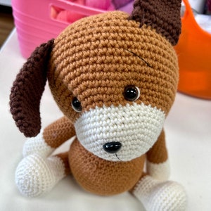 Stuffed Toy Dog, Floppy Toy dog, Stuffed animal Brown crochet dog image 1