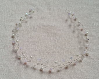 Light pink crystal hair vine, light pink headress