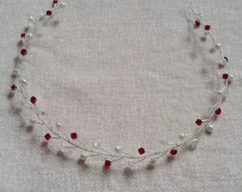 Burgundy deep red crystal hairvine, crystal headress