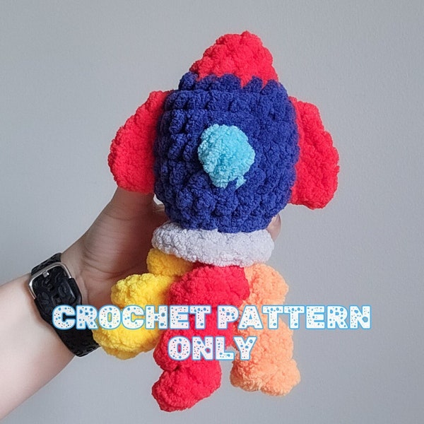 Mini Rocket Ship, No Sew CROCHET PATTERN, To The Moon, Crochet Rocket, PDF Download Only, Rocket Plushie, Crochet Toys, HMKHandmade