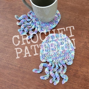 CROCHET PATTERN, Jolly Jellyfish Coaster, Under the Sea, PDF Download Only, Beach Theme, Beach House Decor, Instant Download, HMKHandmade