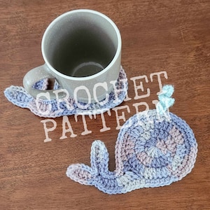 CROCHET PATTERN, Whimsical Whale Coaster, Under the Sea, PDF Download Only, Beach Theme, Beach House Decor, Instant Download, HMKHandmade