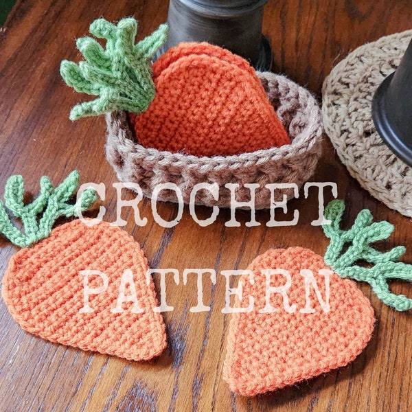 CROCHET PATTERN, Carrot Coaster, Storage Basket, PDF Download Only, Easter Decoration, For The Table, Instant Download, HMKHandmade