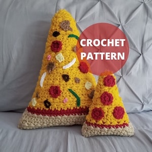 CROCHET PATTERN, Pizza Slice Throw Pillow in Two Sizes, Pdf Download, Funny Pillow, Pizza Lover, Funny Home Decor, Dorm Pillow, HMK Handmade