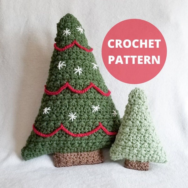 CROCHET PATTERN, Christmas Tree Pillow in Two Sizes, Pdf Download, Crochet Pillow, Christmas Decor, Winter Home Decor, HMK Handmade, Pine