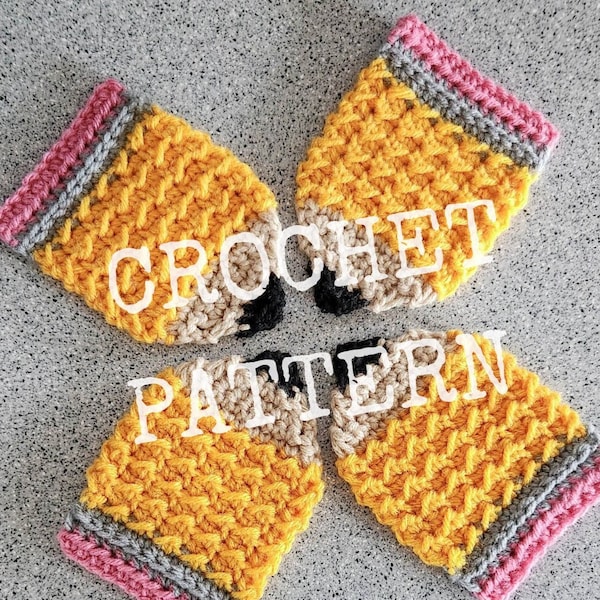 CROCHET PATTERN, Pencil Coaster, Teacher Appreciation, PDF Download Only, Classroom Decoration, Teacher Gifts, Instant Download, HMKHandmade