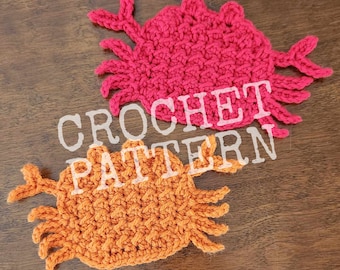 CROCHET PATTERN, Crabby Crab Coaster, Under the Sea, PDF Download Only, Beach Theme, Beach House Decor, Instant Download, HMKHandmade