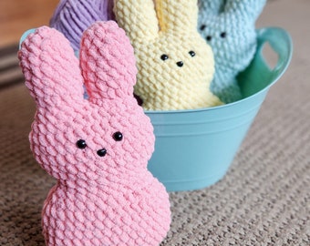 Marshmallow Bunny, Peeps Plushie, Easter Gifts, Easter Basket Gifts, Crochet Baby Lovey, Toys For Kids, Gifts For Toddlers, Baby Shower Gift