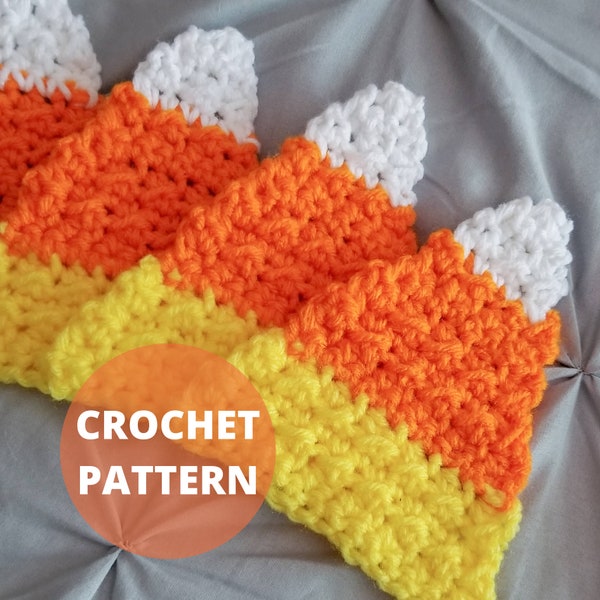 CROCHET PATTERN, Candy Corn Coaster, PDF Download Only, Crochet Candy Corn, Fall Decor, Halloween Crochet, Instant Download, HMKHandmade