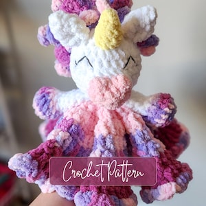 Crochet Unicorn Lovey Pattern: Chunky Plush Baby Snuggler (PDF Download)