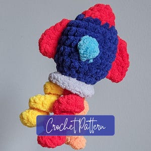 Crochet Rocket Pattern: No Sew Mini Rocket Ship Plushie (PDF Download)