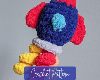 Crochet Rocket Pattern: No Sew Mini Rocket Ship Plushie (PDF Download)