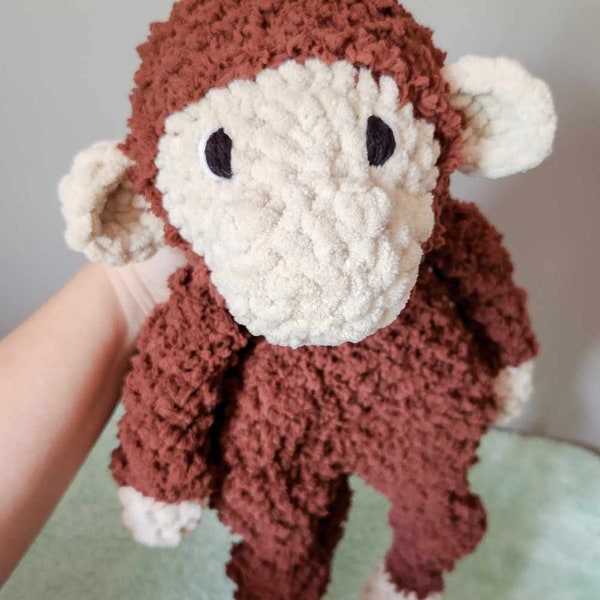 Monkey Snuggler, Crochet Baby Lovey, Baby Blanket, Plush Baby Snuggler, Heirloom Crochet, Heirloom Gift, Baby Shower Gift, Baby Safe Toys