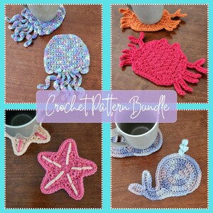 Crochet Coaster Pattern Bundle: Under the Sea Theme (PDF Download)