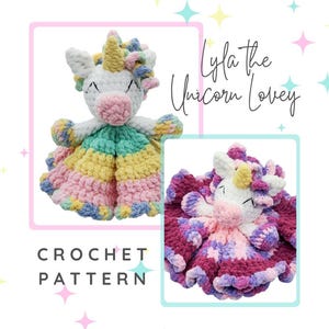 Puede incluir: Patrón de crochet para un peluche de unicornio. El peluche está hecho con un hilo suave y colorido y presenta un unicornio blanco con una nariz rosa y una crin arcoíris. El peluche es perfecto para acurrucarse y consolar a un bebé o un niño pequeño.