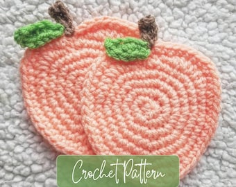 Modèle de dessous de verre au crochet « Pêche sucrée » : Décoration fruitée (Téléchargement PDF)