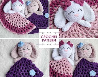 Evie Bunny Baby Lovey, No Sew CROCHET PATTERN, Crochet Lovey, PDF Download Only, Bunny Snuggler, Baby Blanket, Heirloom Toy, HMKHandmade