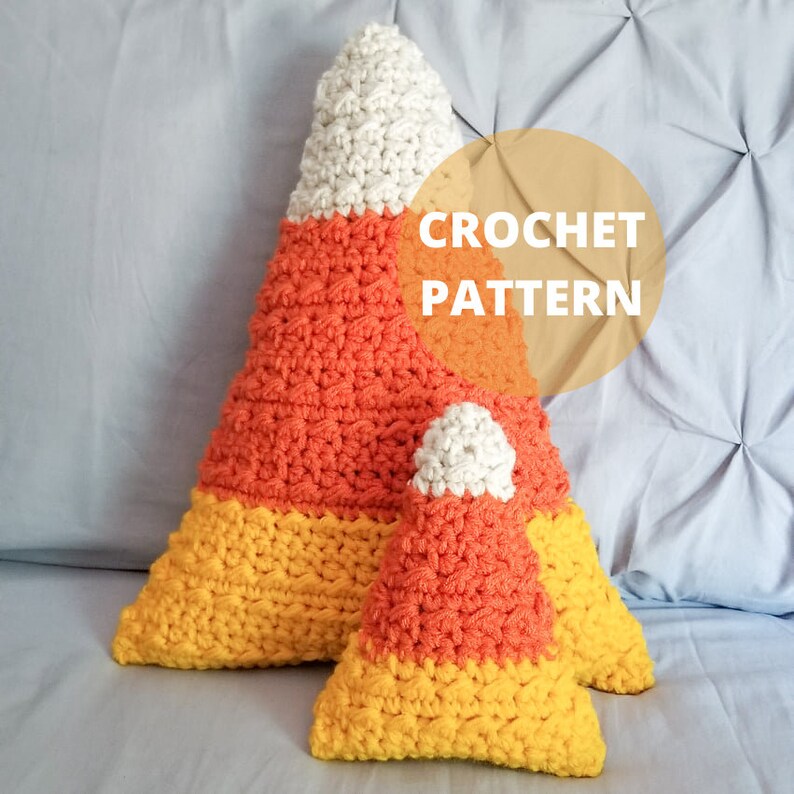 CROCHET PATTERN Candy Corn Throw Pillow in Two Sizes Pdf Etsy