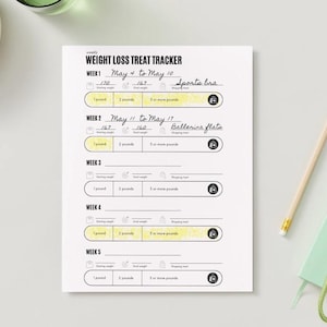 Digital Download -  Weekly Weight Loss Treat Tracker -Treat yourself with u - fitness template