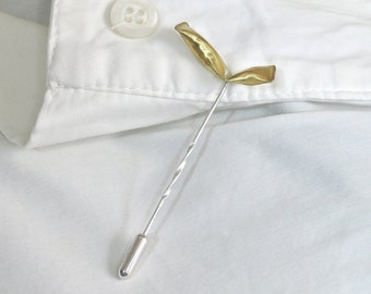 Gold Puffy Sterling Silver Silver Pin Brooch
