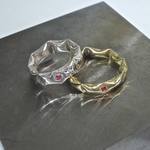 Unique Silver puffy ring set with Ruby Perfect gift