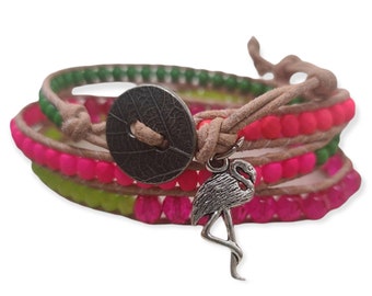 Flamingo Pink Leather Wrap
